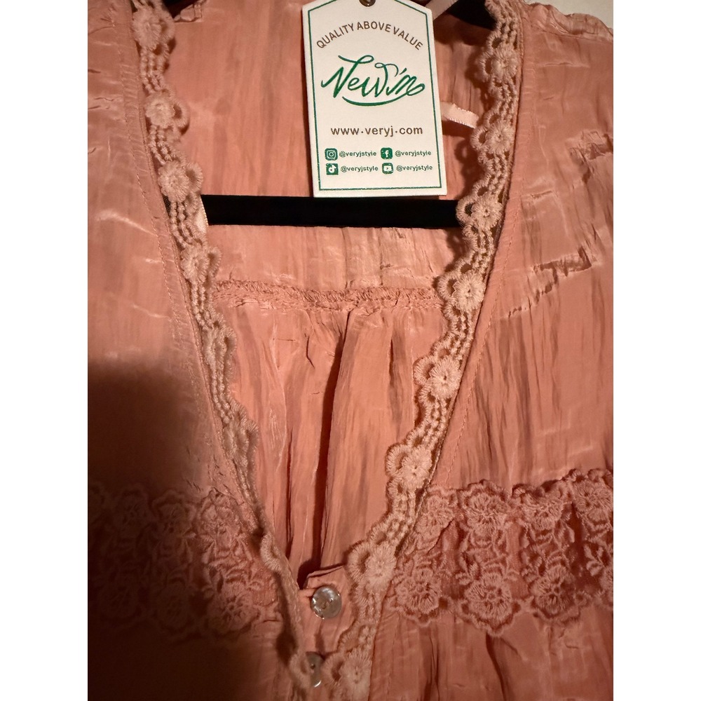 New J Very J 2 Piece Set Bloomer Pants and Lace Trim Top Terracotta Peach Medium - Picture 10 of 12